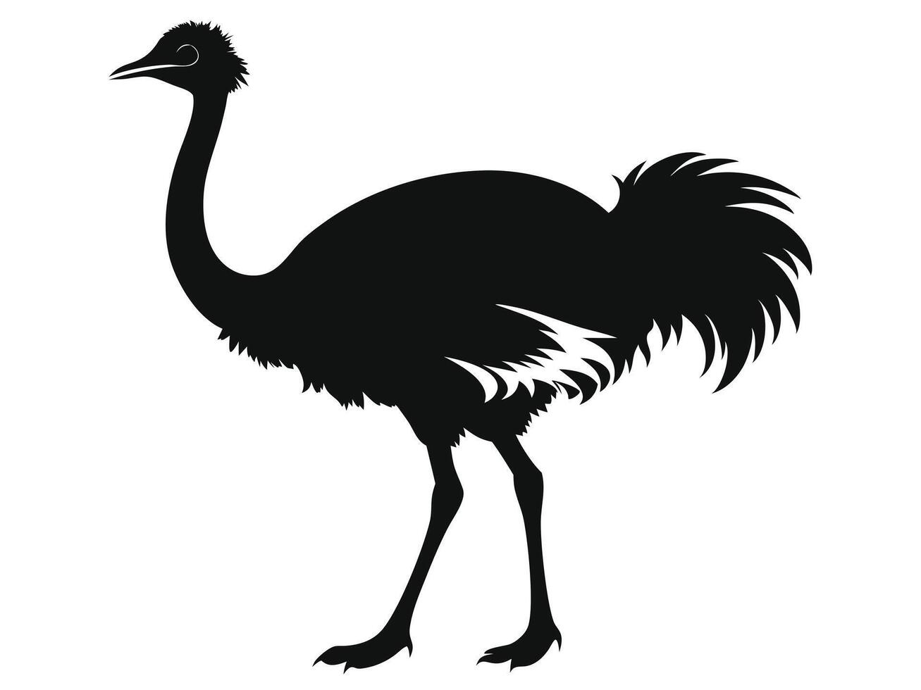 An ostrich silhouette is shown on a white background vector