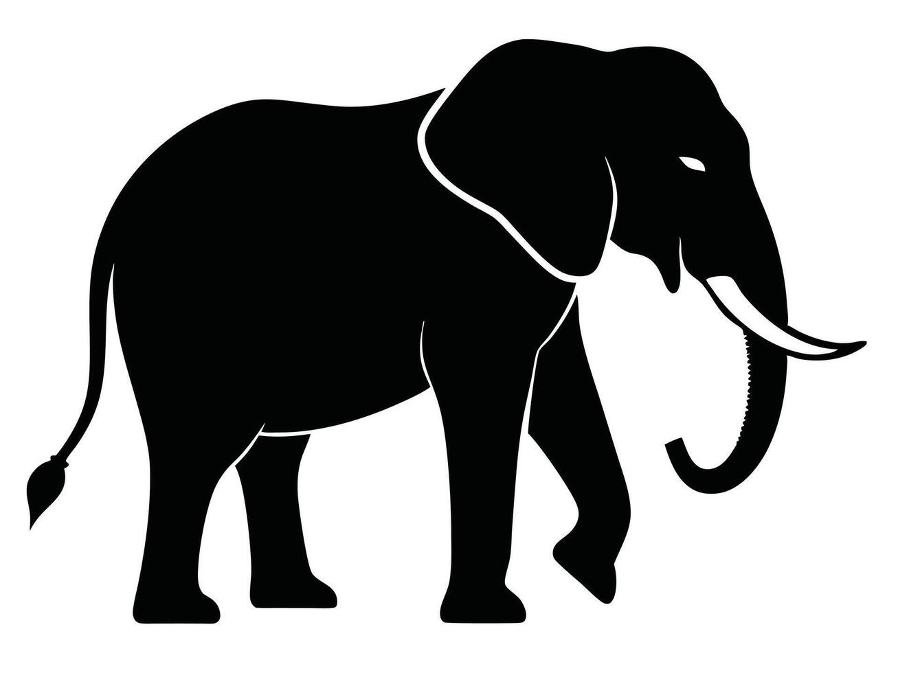 An elephant is standing in a black silhouette vector