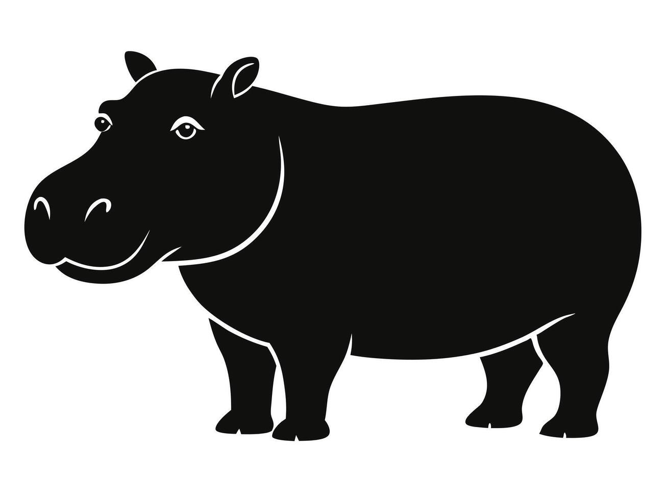 A black and white hippo on a white background vector