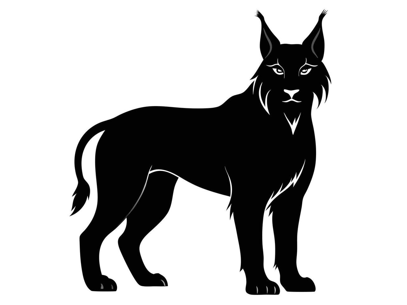 A black silhouette of a lynx on a white background vector