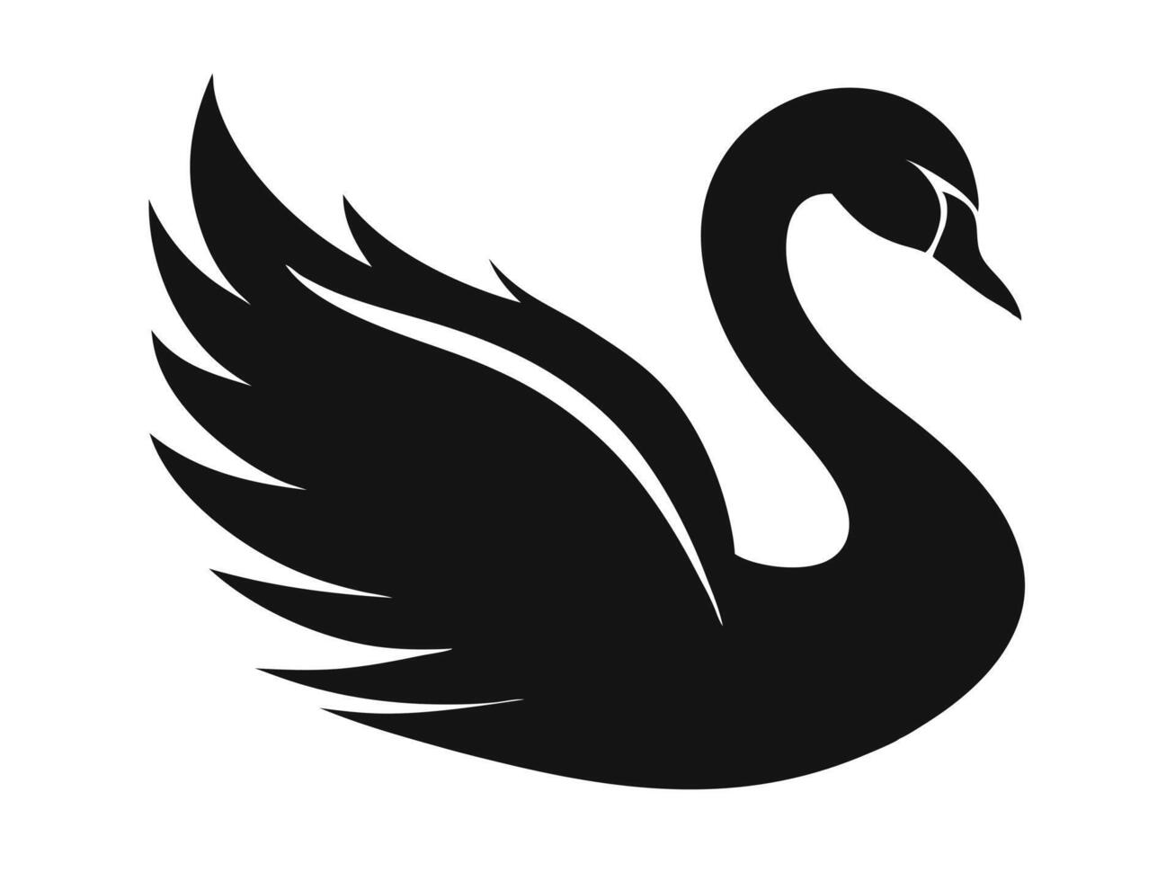 Black swan silhouette on white background vector