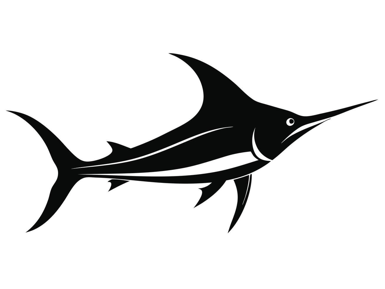 Marlin fish. Animal Black Silhouette Collection Perfect for Design and Art vector