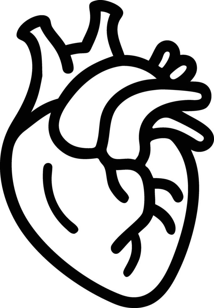 Hand drawn anatomical heart sketch black and white. vector