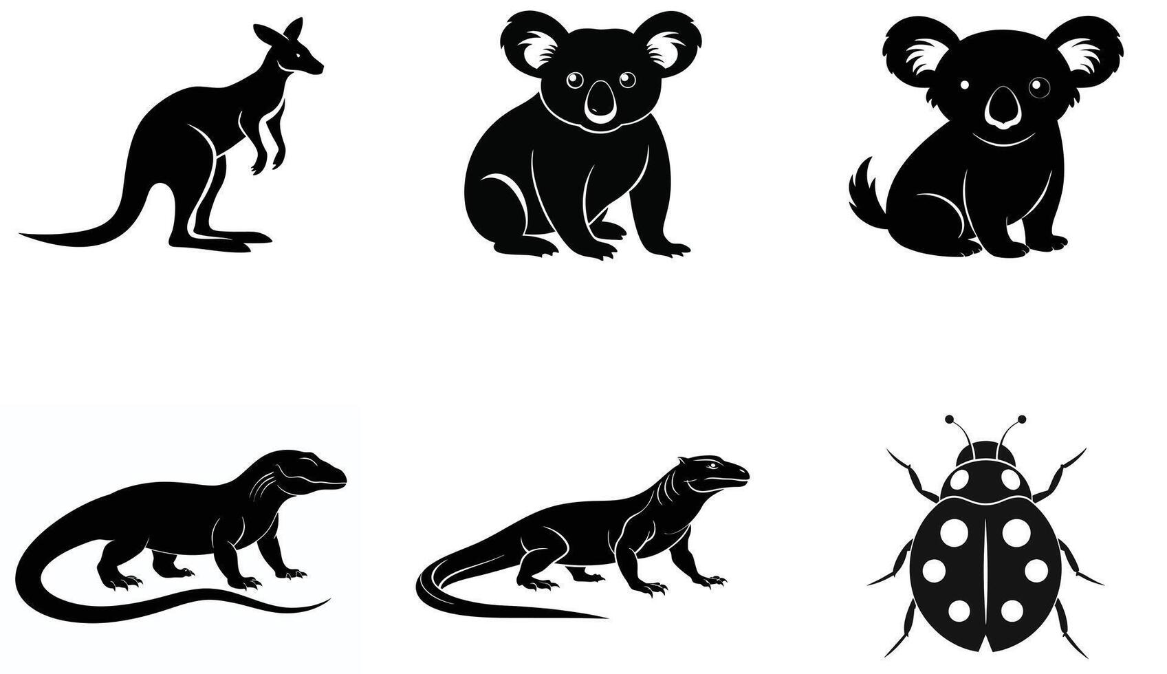 Australian animals icons set vector