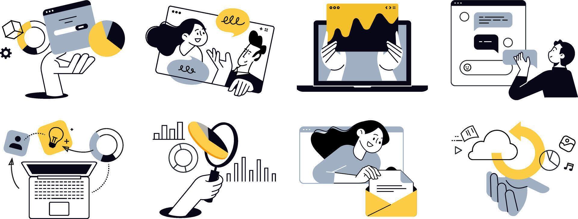 Business and technology concept illustrations. vector