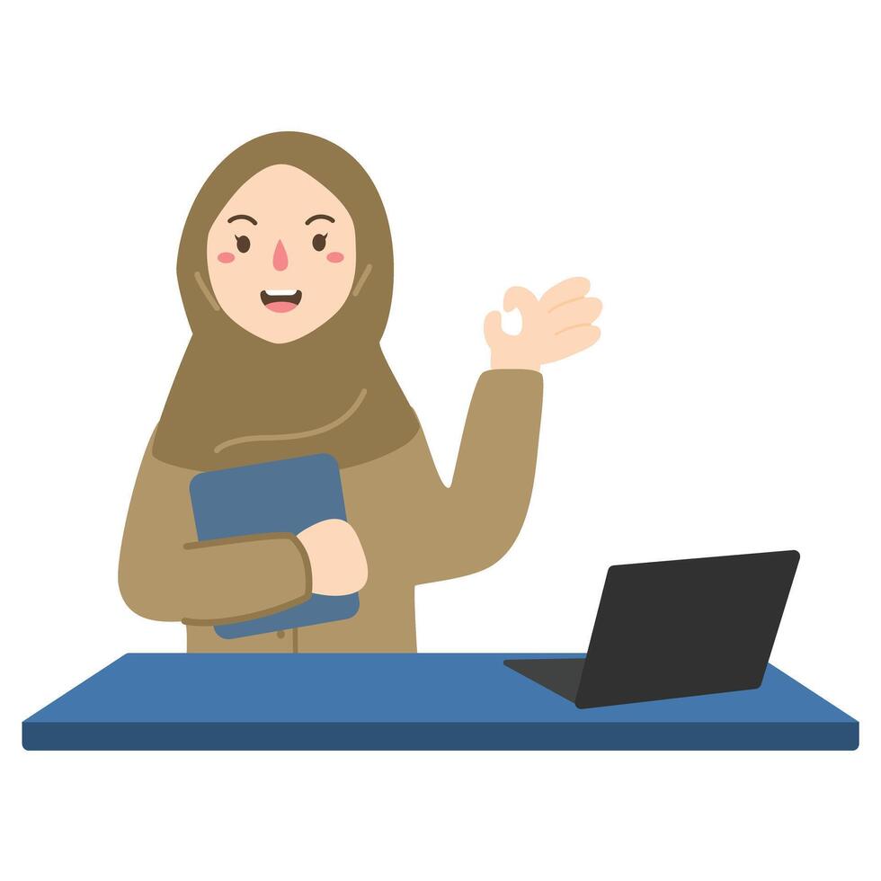 Indonesian Woman Teacher Character Illustration vector