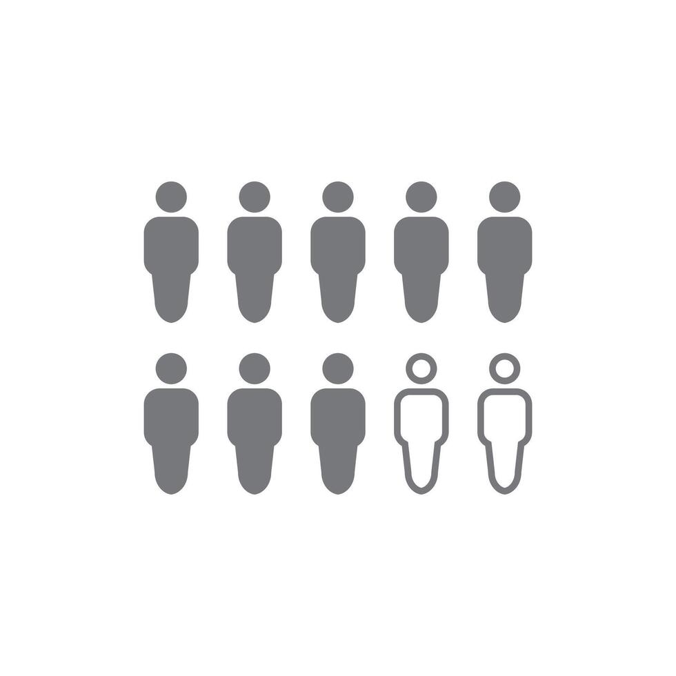 illustration flat design census icon of ten people two different people vector