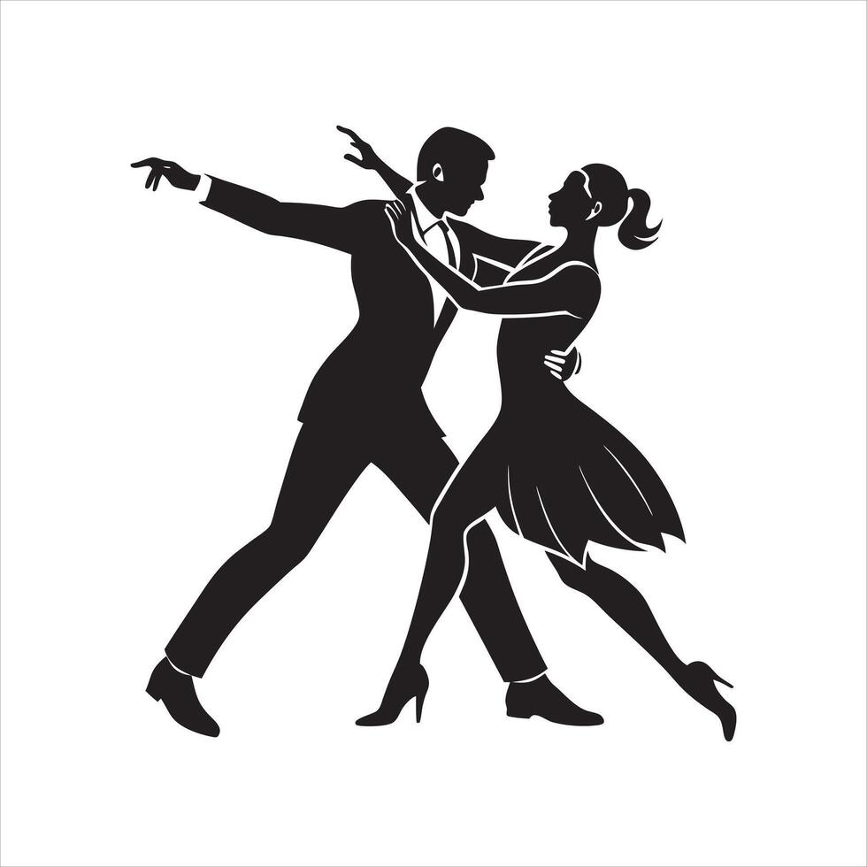 Tango dancer silhouette Latin dance passion movement art vector