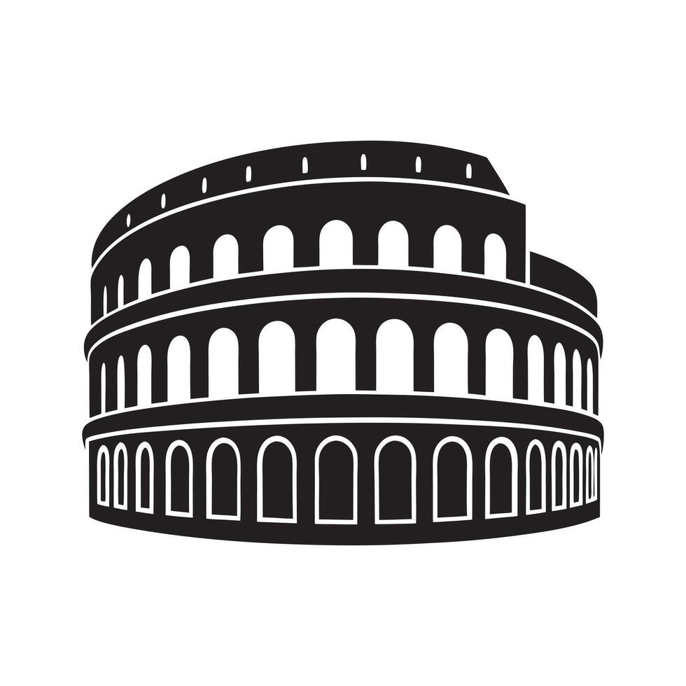 Colosseum silhouette ancient Roman amphitheater Italy landmark design vector
