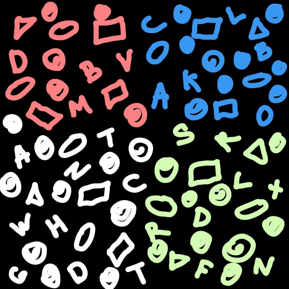 Abstract design with colorful shapes and letters vector