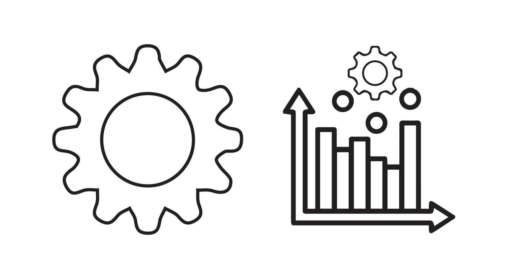 business groth icon. Groth barchart and line graph analysis thin line icon vector