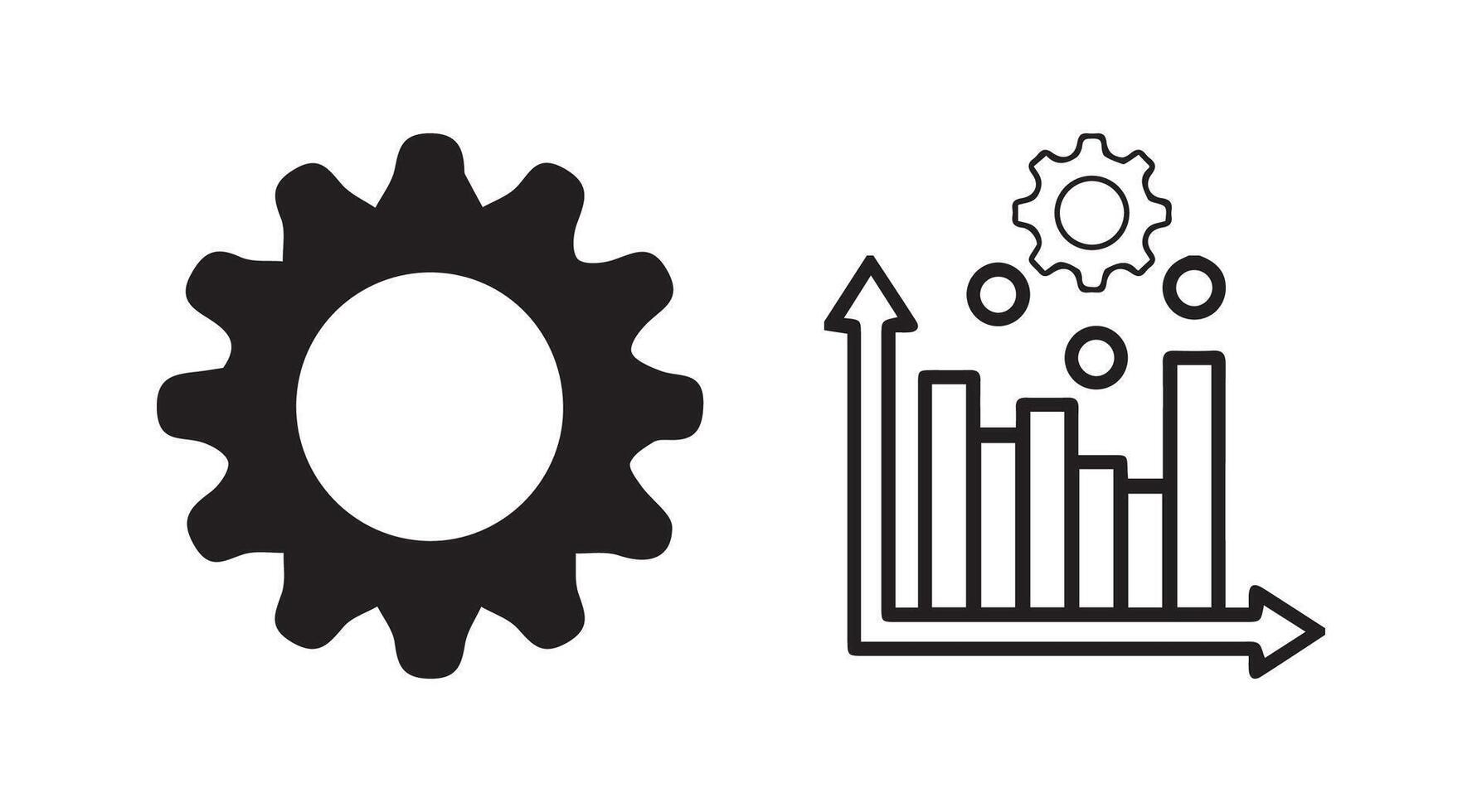 Groth barchart and line graph analysis thin line icon vector