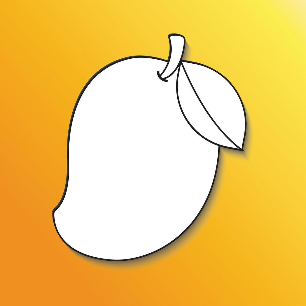 White paper cutting mango with leaf on a yellow background vector