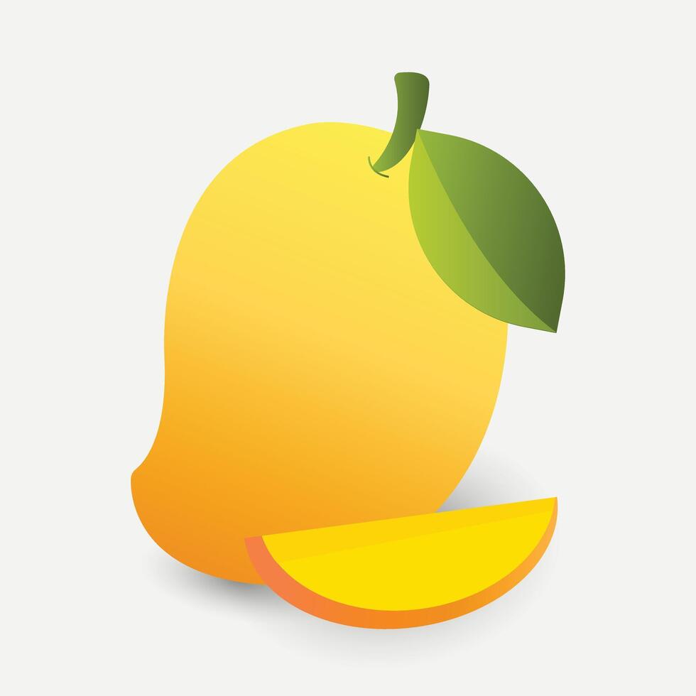 Mango Fruit Leaf Cartoon Style Icon Illustration vector