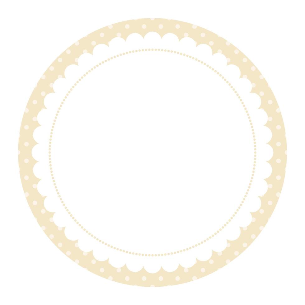 Simple Decorative Soft Beige Round Frame Decorated with Dots Design vector
