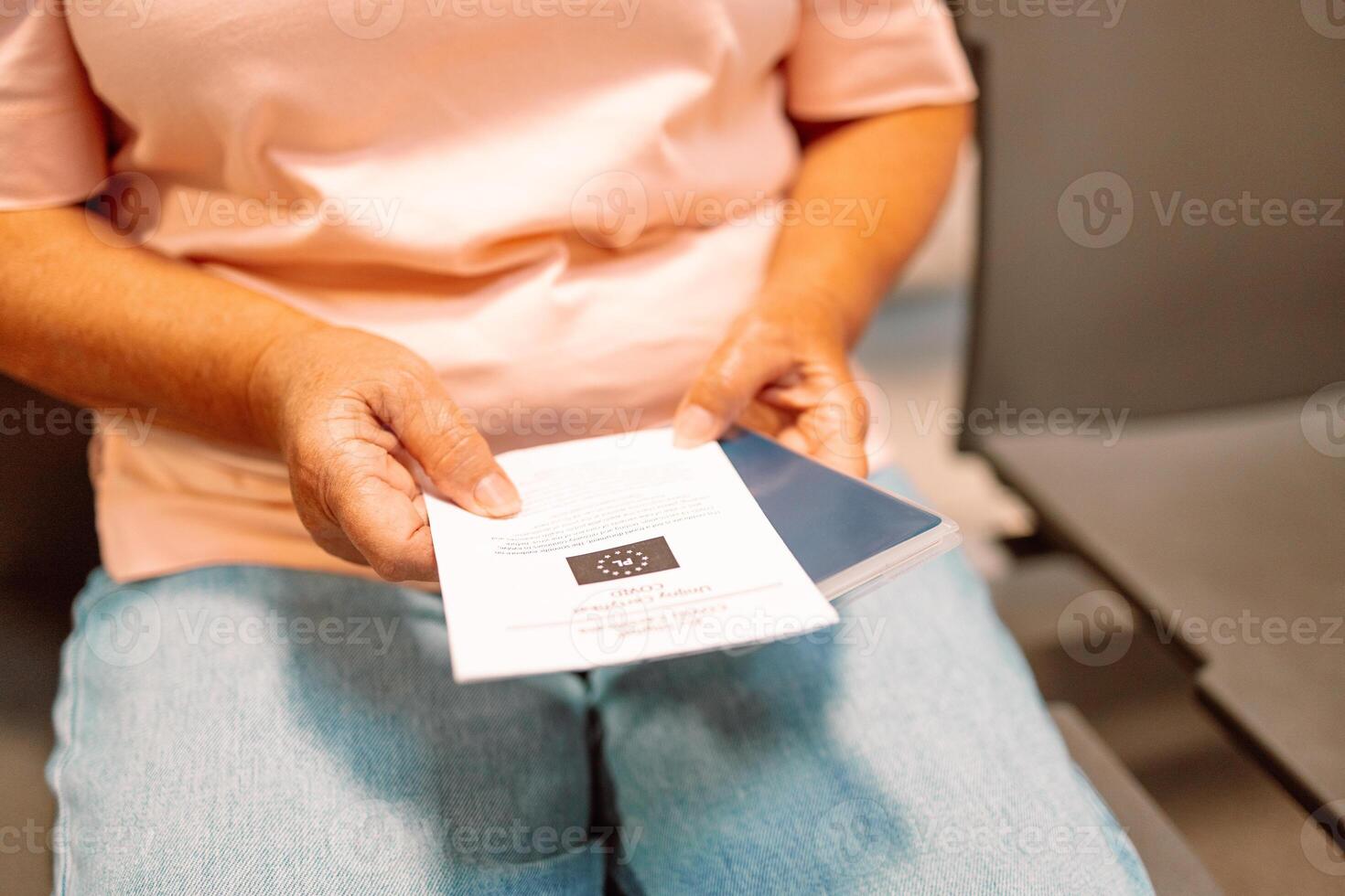 Qr code, check in and man with a phone for a ticket, airplane booking and information at airport. Travel, website and hand of a businessman reading a barcode on a mobile for a work trip or vacation photo
