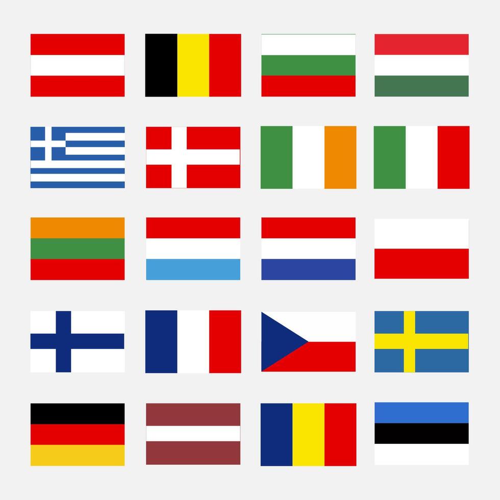 European Union flags. travel states, EU member states . illustration vector