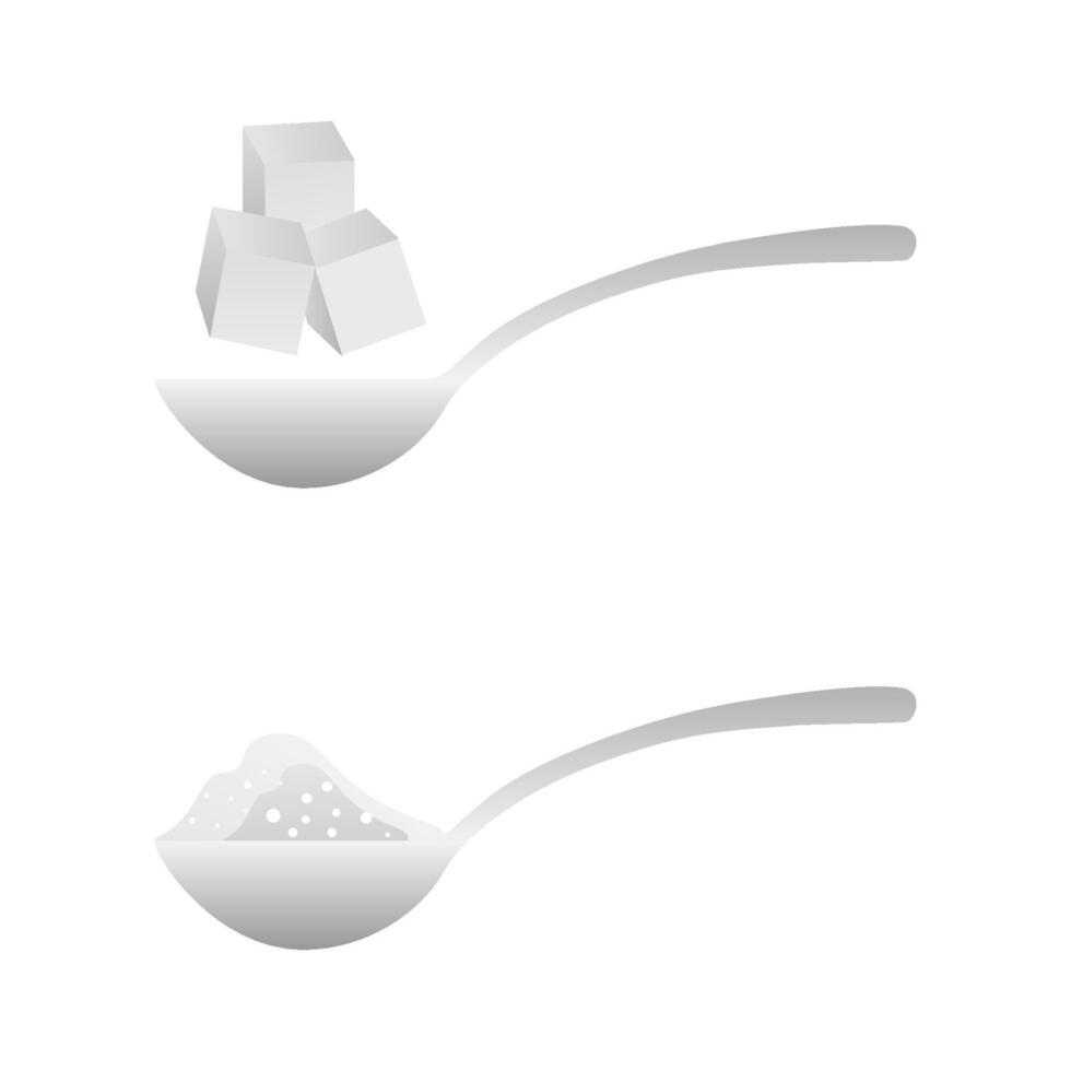 spoon with sugar cubes and powdered sugar. illustration vector