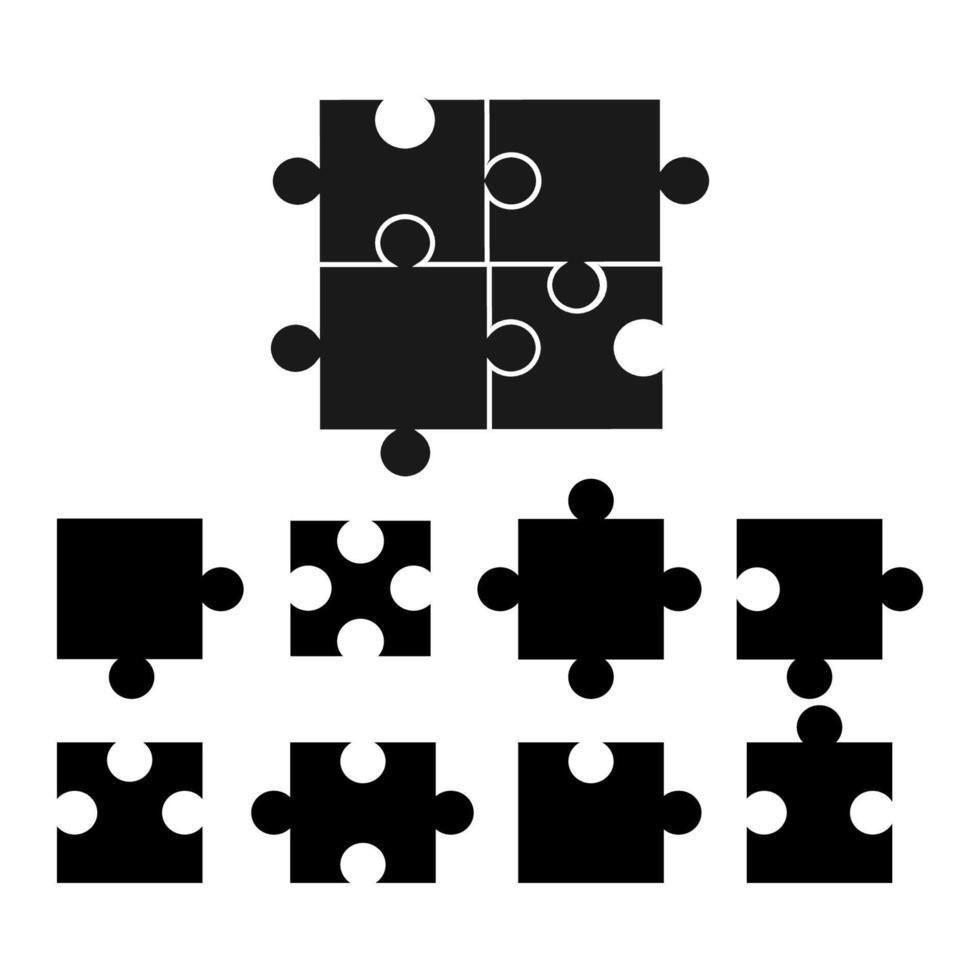Puzzle icon set. puzzle pieces. illustration vector