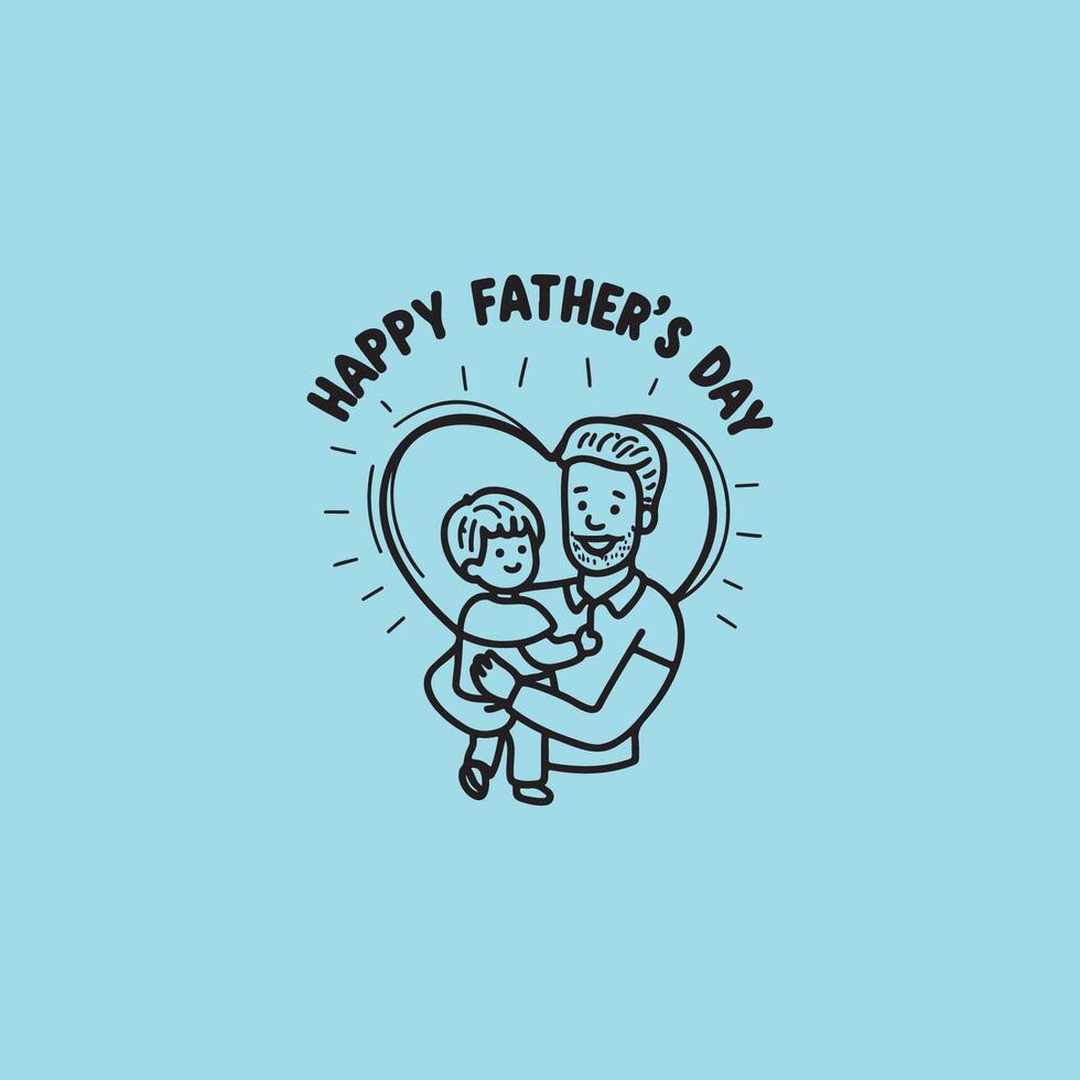 Happy Father's Day Dad and Son Heart Illustration vector
