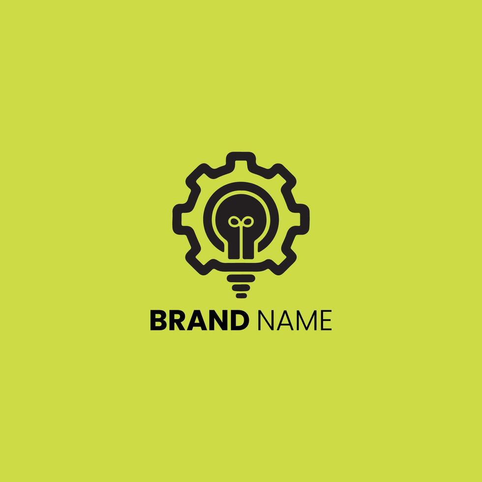 Creative light bulb inside gear logo design, perfect for tech and engineering companies vector