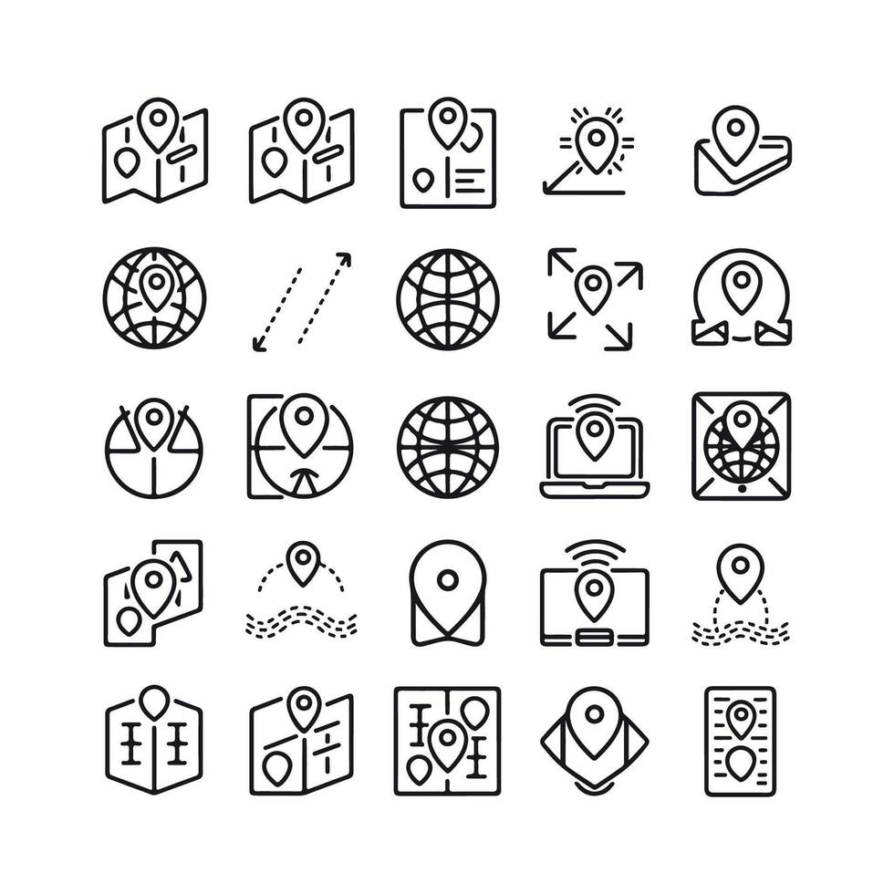Set of location and map icons vector
