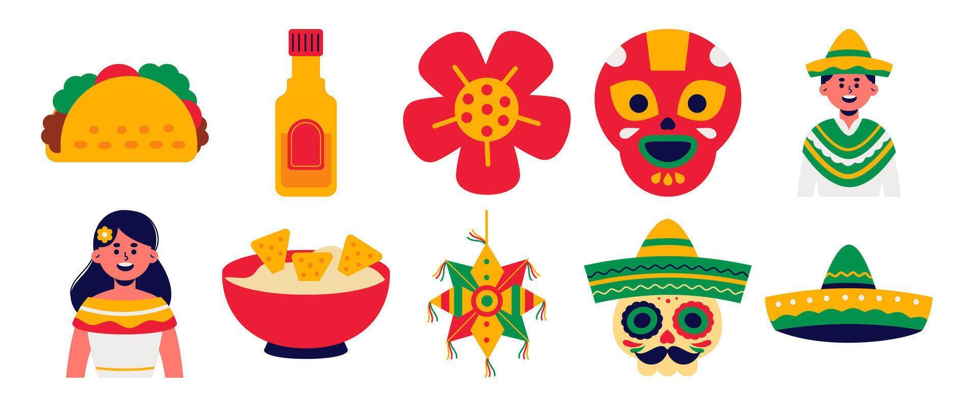 Vibrant celebration of mexican culture with traditional icons and symbols vector