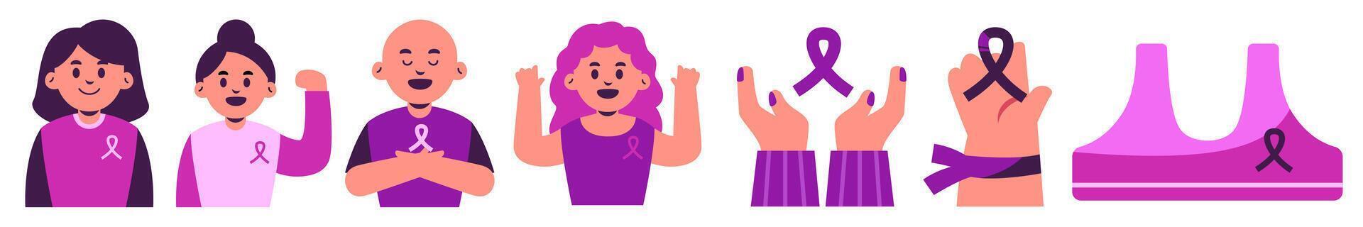 Breast cancer awareness campaign with survivor woman illustration vector