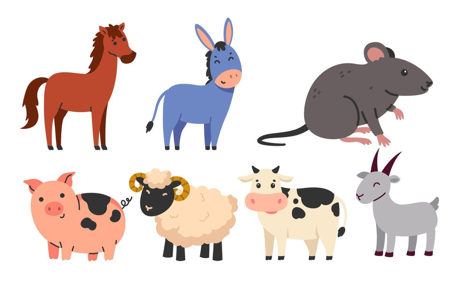 Cartoonish depiction showcasing various animal characters in bright colors vector