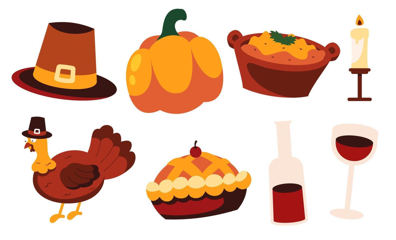 Delightful Thanksgiving Feast, Cartoon Illustration with Holiday Essentials vector