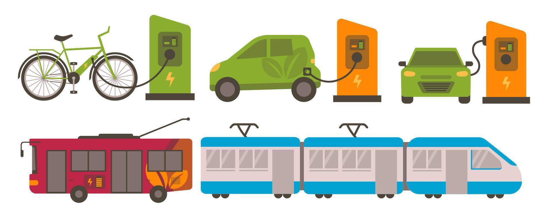 Eco Friendly Transportation Options Promoting Sustainability and Renewable Energy vector