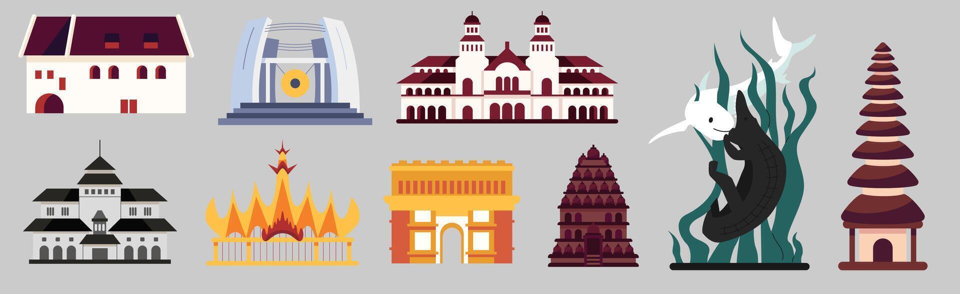 Architectural Diversity Icons Collection, Featuring Cultural Buildings vector