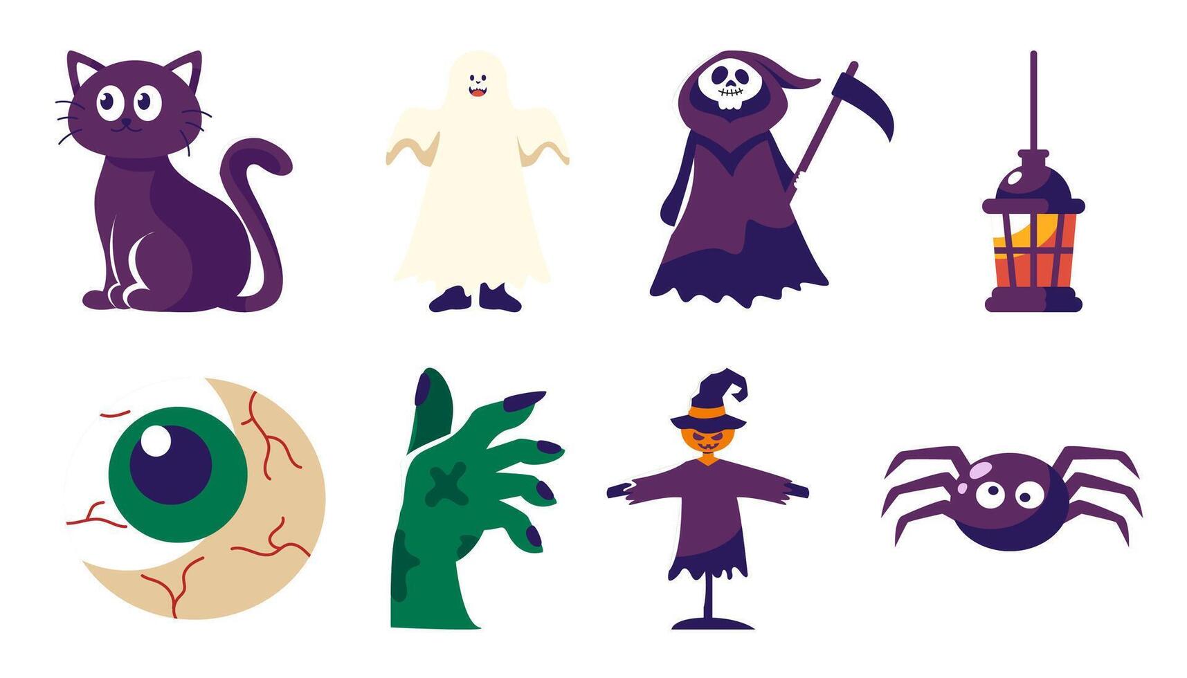 Fun and Colorful Halloween Icons Illustration for Festive Design Projects vector