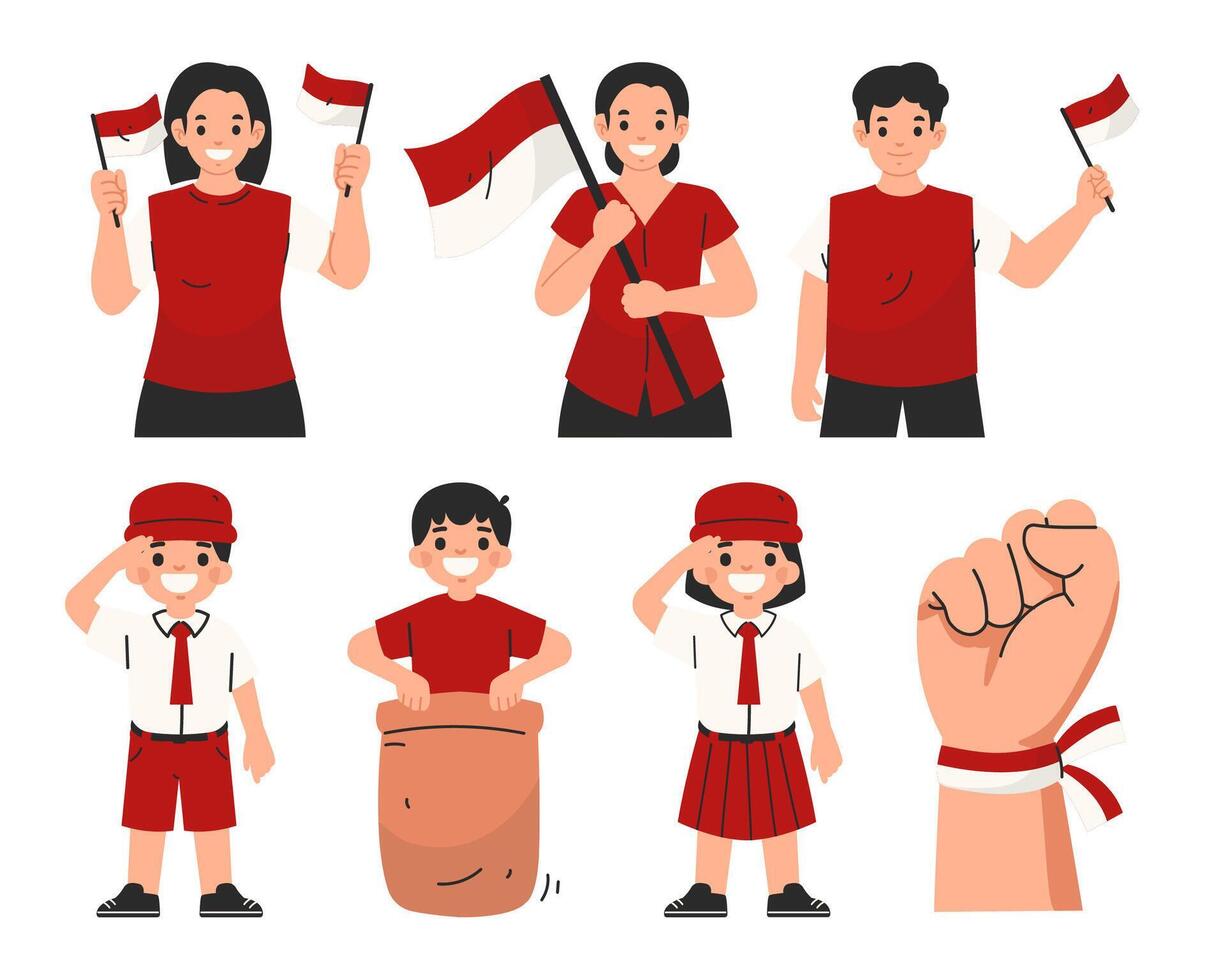 Celebrating Indonesian Independence Day with joy and spirited activities vector