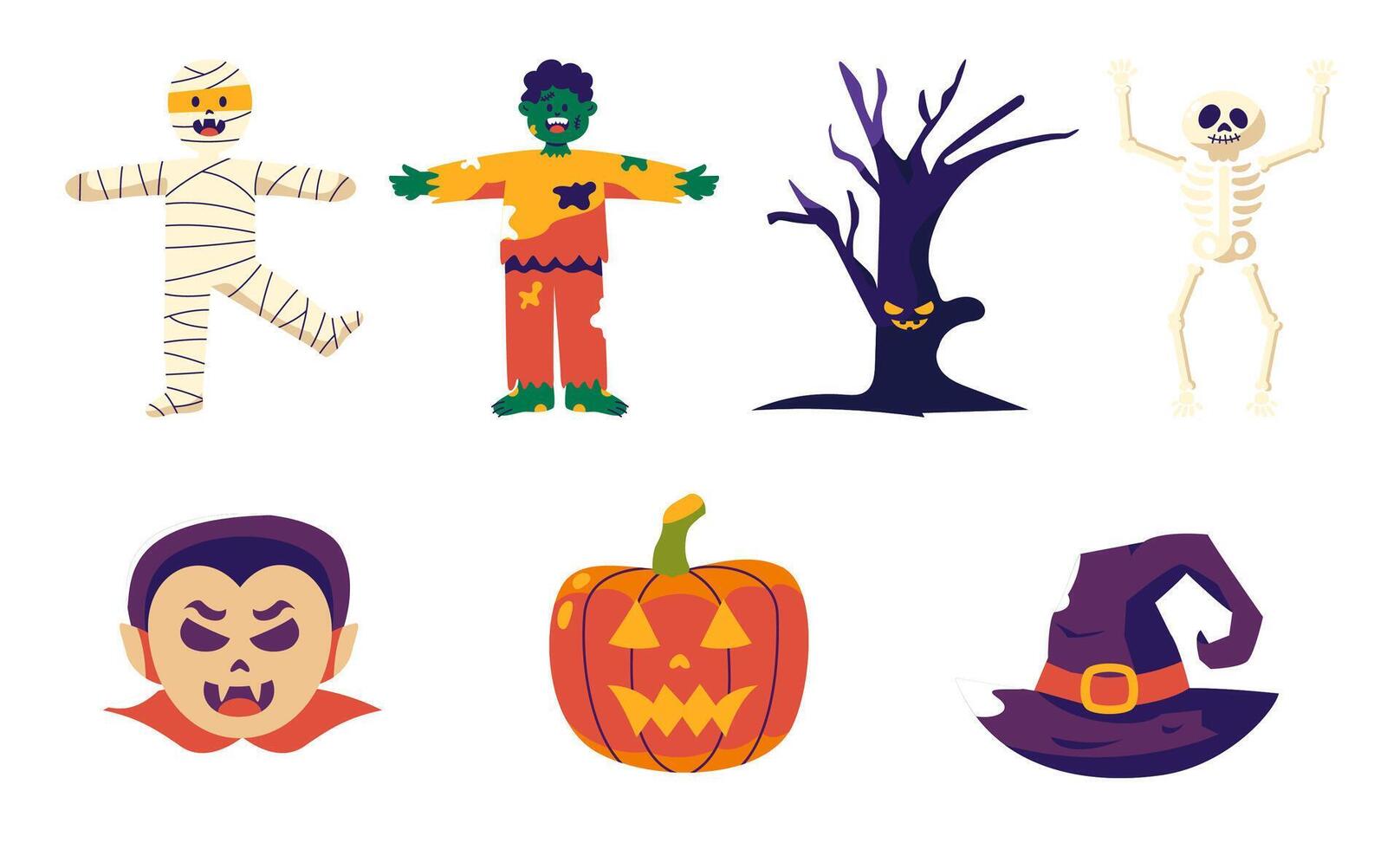 Spooky and Cheerful Halloween Icons for Decorations and Invitations vector