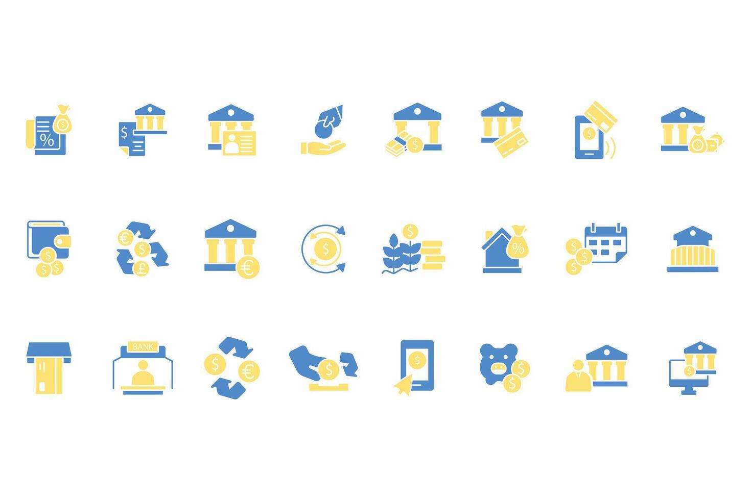 Bank icon set colours with background vector