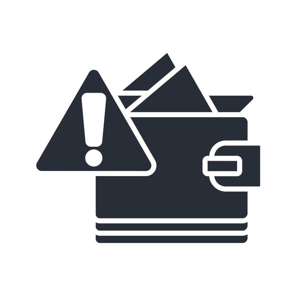warning wallet icon flat vector