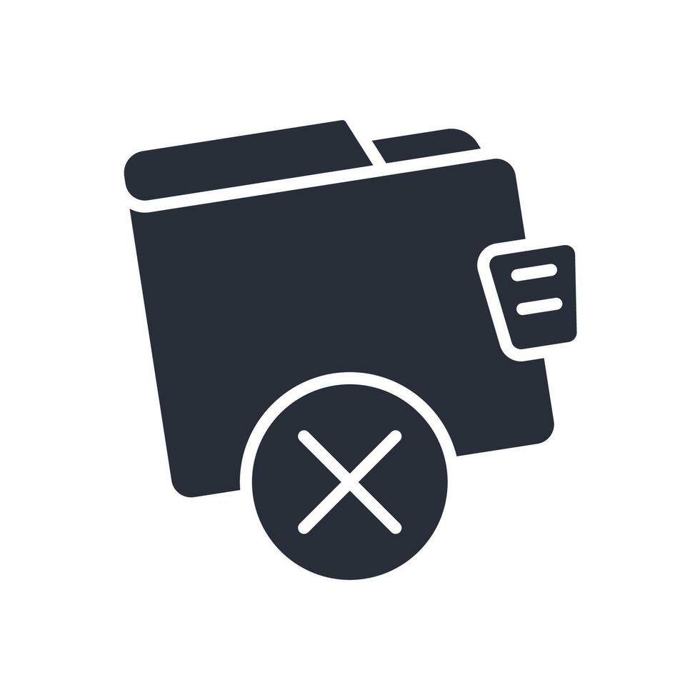 delete and wallet icon flat vector
