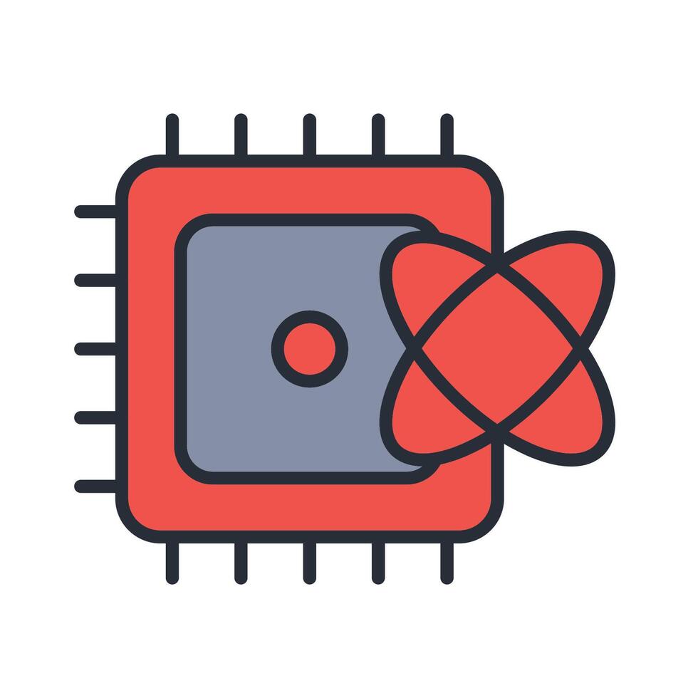 quantum computing icons colours with background vector