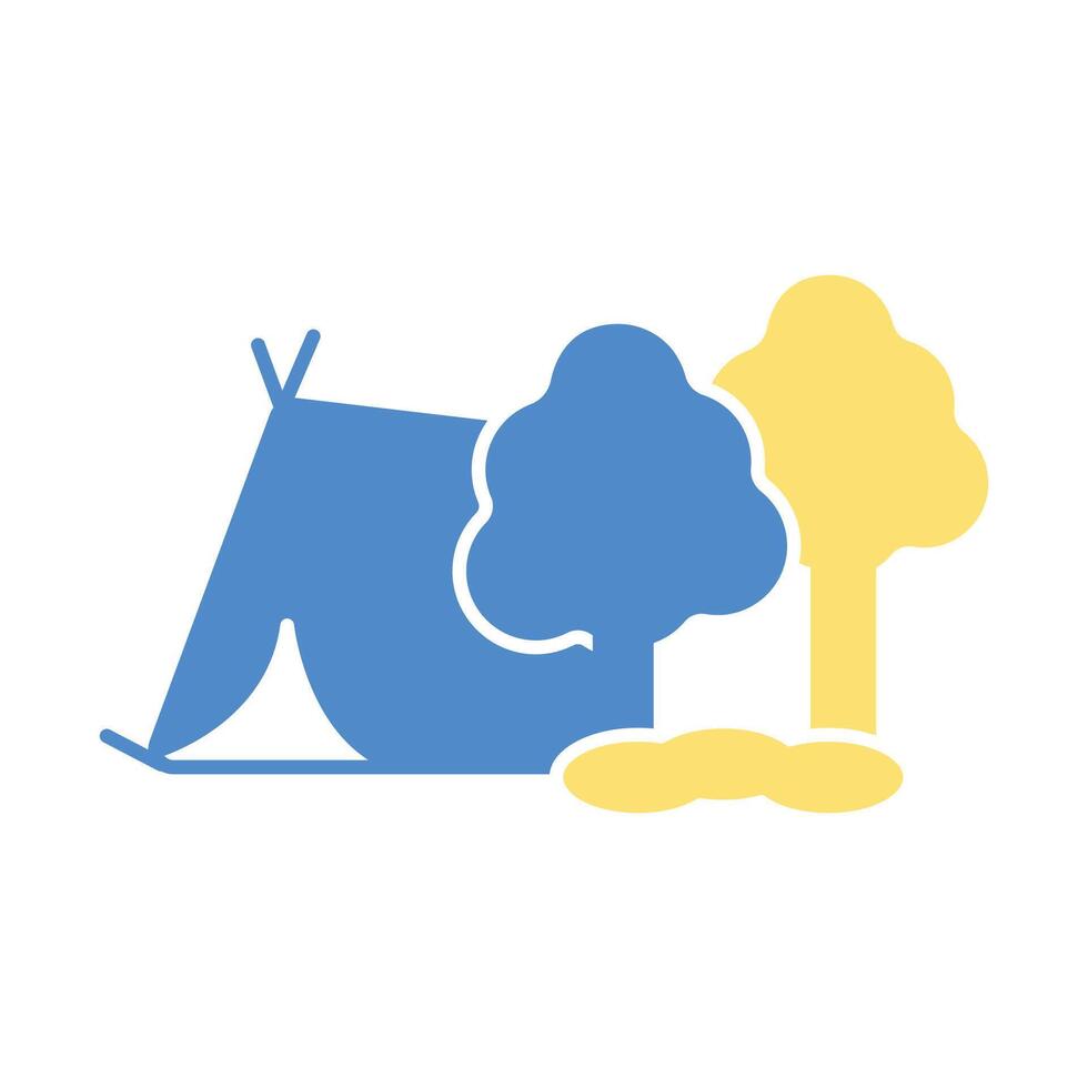 camping icons colours with background vector