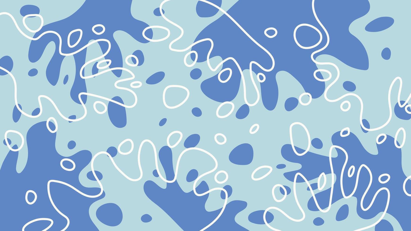 Abstract liquid blobs and organic shapes on blue monochrome background. Trendy pattern in doodle style. Minimalist design with basic shapes and curve lines vector