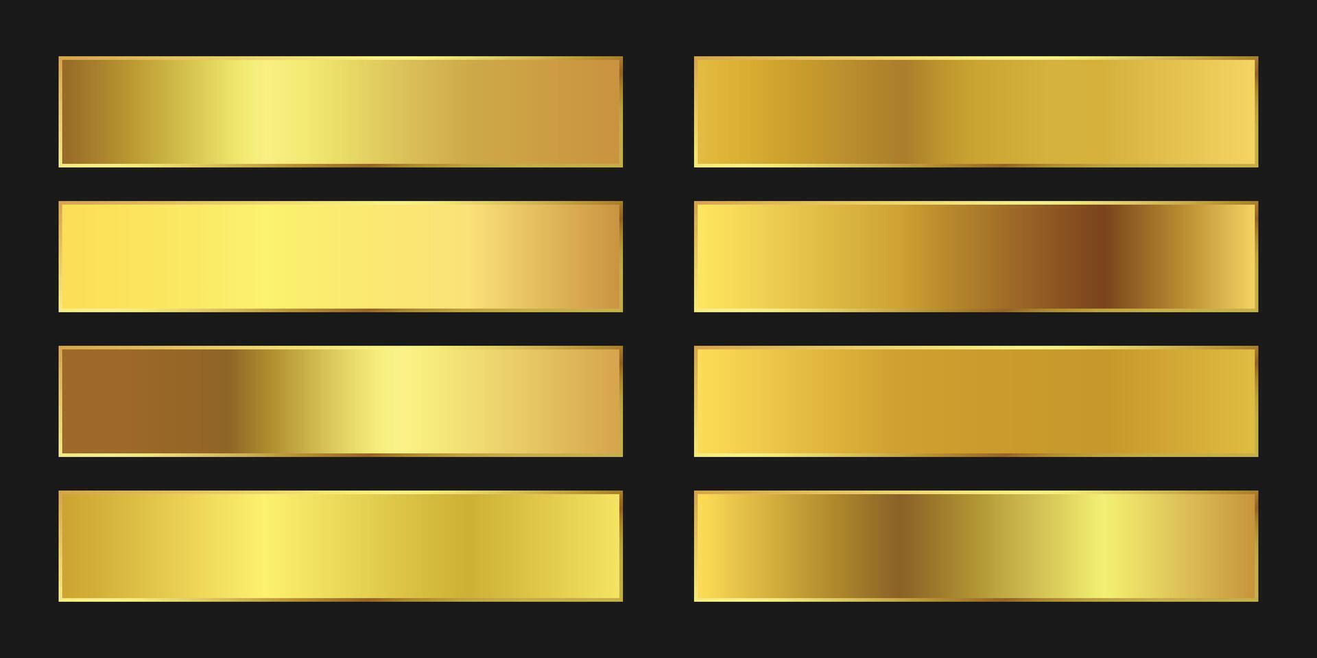 Golden metallic gradients set. Elegant luxury gold gradients collection. vector