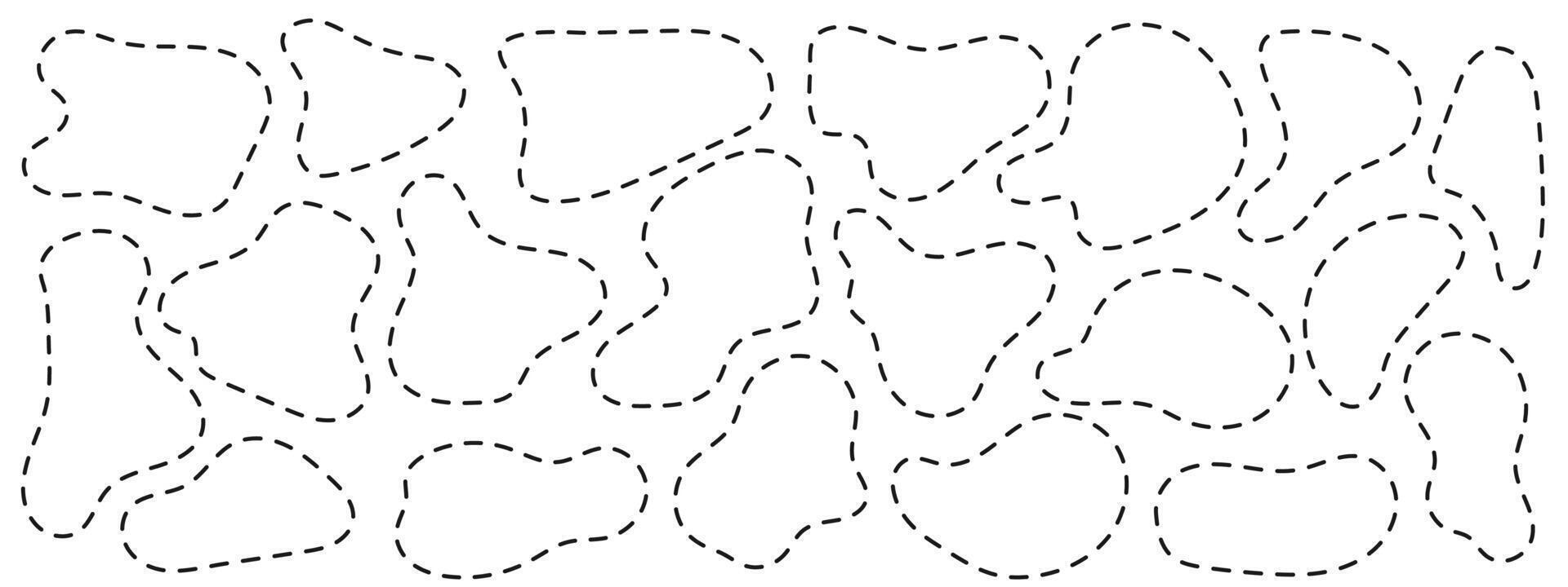 Decorative irregular outline dash blobs organic abstract shapes vector