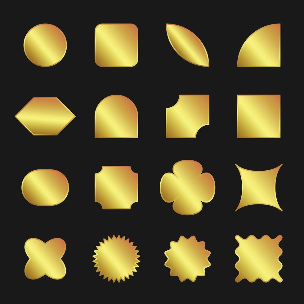 Elegant realistic golden sticker badge labels set design. vector