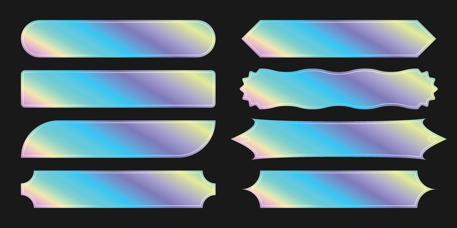 Set of holographic stickers. Hologram labels of different shapes. illustration. vector