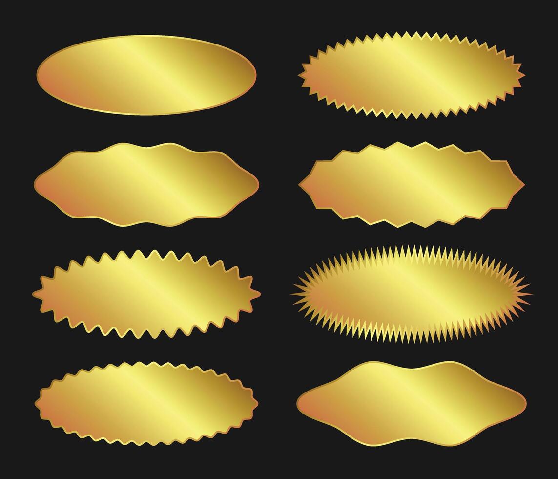 Gold stickers collection. Golden design element for labels. vector