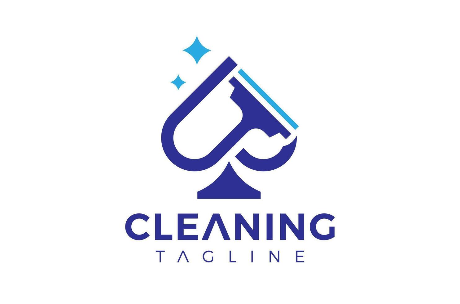 The Best Cleaning Logo Design With Luxury Ace Of Spade Shape, Aces Logo, luxury cleaning service logo design with sparkle stars, Suitable logo for cleaning service, window cleaner company icon vector