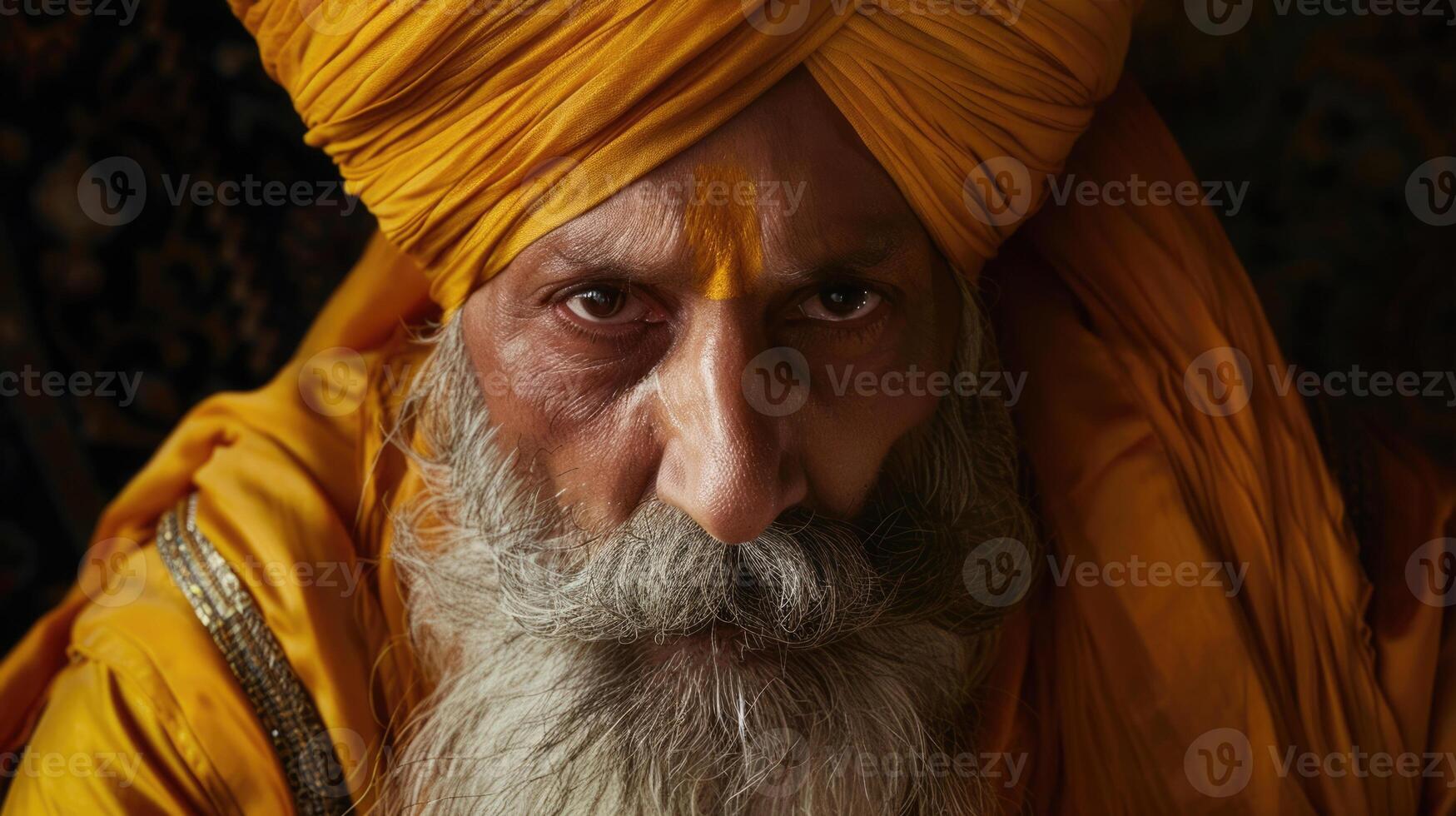 Sikh New Year, Baisakhi, Vaisakhi, portrait of an elderly Sikh man in a turban and Indian national clothes, gaze into the camera photo