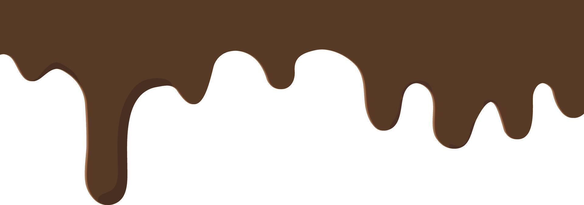 Hot Chocolate Drops Banner. A mesmerizing visual of melted chocolate dripping down, a tantalizing display of sweet indulgence. The drips create an inviting texture,adding a touch of playful creativity vector