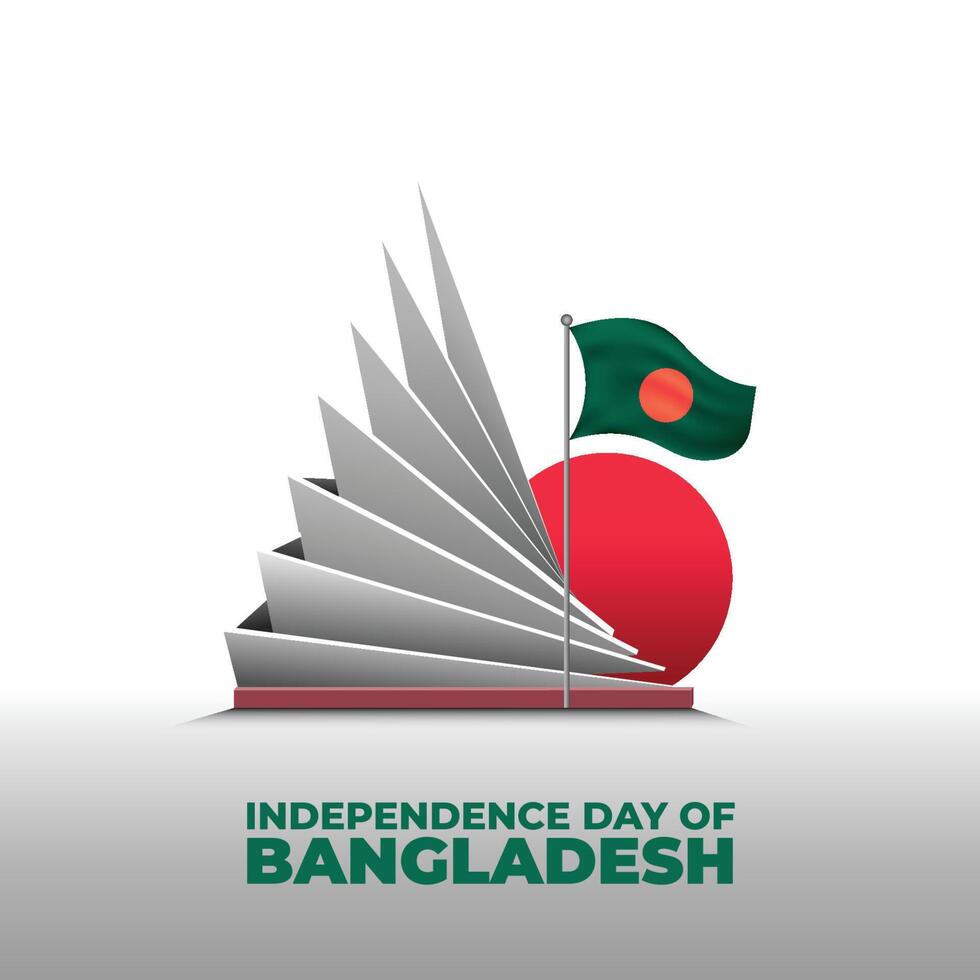 26 March Independence Day and 16 December the victory day of Bangladesh illustration with Bangladesh national monument and Bangladesh red and green flag vector